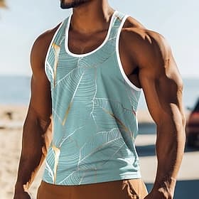 Homme Débardeur Gilet T-shirt sans manches Sans manches Col ras du cou Été Plantes Tropical Feuille de palmier Mode Classique Confortable Imprimé Occasionnel P
