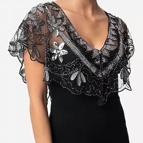Roaring 20s 1920s Retro Vintage Flapper Shawls The Great Gatsby Flapper Girl Sequins Tassel Fringe Fringe Fancy Dress Women's Carnival Evening Party Wedding Ma