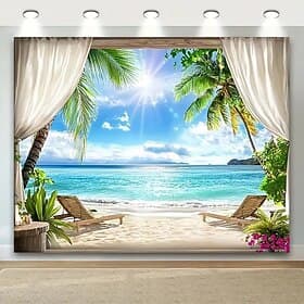 Landscape Ocean Beach Hanging Tapestry Wall Art Large Tapestry Mural Decor Photograph Backdrop Blanket Curtain Home Bedroom Living Room Decoration
