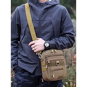 Men's Multifunctional Digital Camouflage Shoulder Bag with Multiple Pockets - Tactical Style for Outdoor Enthusiasts Hiking, Traveling and Daily Use White Blac