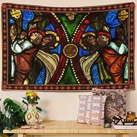 Medieval Tapestry Mittelalterliche Teppich Gotische Kunst Wandkunst Großer Wandteppich Wanddekor Fotografie Hintergrund Decke Vorhang Haus Schlafzimmer Wohnzim