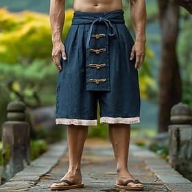 Homme Pantalon capri Shorts Shorts en Lin Shorts d'été Poche Avant Plis Jambe Droite Uni Confort Respirant Longueur mollet Extérieur Vacances Soirée Mode Basiq