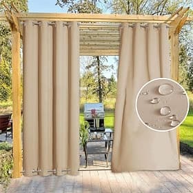 wasserdichter Outdoor Vorhang Sichtschutzvorhang für den Außenbereich, doppelte Ösen, verschiebbarer Terrassenvorhang, Bauernhausvorhänge, Pergolavorhänge mit