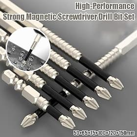 6-teiliges Set mit hochmagnetischem Schraubendreher-Bohrer-Set, rutschfeste Kreuzschlitz-Bits, hochfeste PH2-Bits aus S2-Material für präzises Schrauben