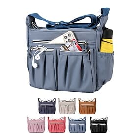 borsa a tracolla multitasche da donna – borsa a tracolla leggera in nylon impermeabile con chiusura a cerniera per viaggi, lavoro e uso quotidiano rosa viola n