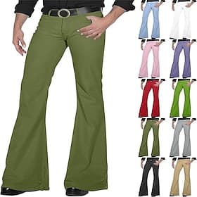 Rétro Vintage Années 1970 Longue longueur Pantalon Pantalons à pattes d'éléphant Pantalon évasé Hippie Couleur Unie Déguisement Homme Mascarade Tenue quotidien