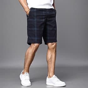 Men's Shorts Dress Shorts Bermuda shorts Casual Shorts Golf Shorts Elastic Waist Zipper Pocket Straight Leg Plaid Comfort No-Iron Knee Length Office Business D