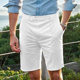 Homme Short Robe Short Bermuda Poche Jambe droite Plein Confort Sans repassage Longueur genou Bureau Entreprise du quotidien Elégant Mode Noir Blanche