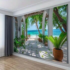 Landscape Ocean View Hanging Tapestry Wall Art Large Tapestry Mural Decor Photograph Backdrop Blanket Curtain Home Bedroom Living Room Decoration