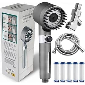Ion Drops Filtered Showerhead with Hose, Filtered High Pressure Shower Heads with Handheld-Detachable Massage Shower Heads with Replacement-Cotton Filters