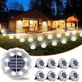 Solar Ground Lights Outdoor, 8 LED Solar Disc Lights IP65 Waterproof Flat Solar Lights, Pathway Lights Solar Powered for Garden Lawn Patio Yard Path Landscape,