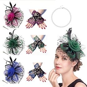 Necklace Wreaths Long Gloves Cosplay Accessories Accesories Set Elegant  Luxurious 1920s The Great Gatsby Polyester Rhinestone Lace Alloy For Cosplay Women's C
