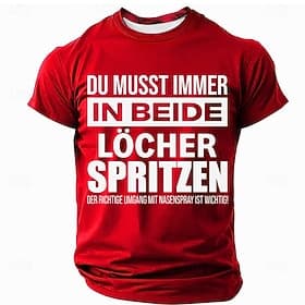 Lustiges Herren Deutsches Grafik T-Shirt mit Wortspielen  Wortspielereien Doppeldeutiger Nasenspray Witz Design Kurzarm
