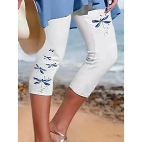 Women's Leggings Capri Pants High Elasticity Vacation Vintage Fashion Calf-Length Mid Waist Animal Ocean Printing Thermal Warm Breathable Soft Stretchy Vacatio