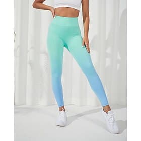 Women's Yoga Pants Yoga Leggings Elastic Waistband Butt Lift Tummy Control Pilates Gym Workout Workout Pants Color Gradient Pink Purple Green Fall Sports Activ