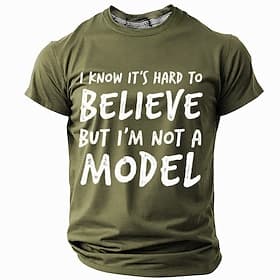 Men's Funny Graphic T-Shirt: I'm Not A Model Short Sleeve Lifestyle Humor Tee