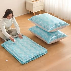 5 Pack Vacuum Storage Bags with Hand Pump, Space Saver Compression Bags for Clothes, Comforters, Duvets, Jackets, Dustproof Seal Vacuum Bags for Travel and Hom