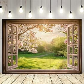 Beautiful natural scenery outside the window Hanging Tapestry Wall Art Large Tapestry Mural Decor Photograph Backdrop Blanket Curtain Home Bedroom Living Room thumbnail 2