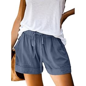 Women's Shorts Summer Shorts Beach Shorts Casual Shorts Vacation Fashion Streetwear Short High Waist Plain Drawstring Pocket Comfort Lightweight Soft Micro-ela