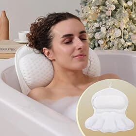 Badkissen luxuriöses Badewannen-Kissen Badkissen für Nacken- und Rückenunterstützung im Tub ergonomisches Badkissen mit 4D-Luftgitter  6 starken Saugnäpfen tol
