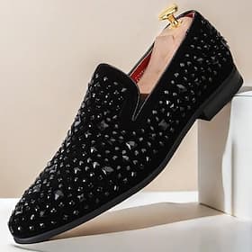 mocassini da uomo in velluto nero con borchie – scarpe da ballo e da discoteca gotiche in stile punk rock