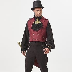 Punk  Gotico Vittoriano Steampunk Gilet Principe Vampiro Doppiopetto Jacquard Costume Per uomo Reale Halloween Carnevale Performance LARP Fiera Rinascimentale