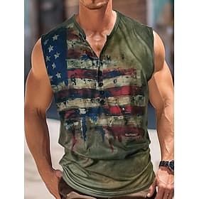 4 juillet 2026 250e Jour du Souvenir T-shirt Henley en designer vintage avec drapeau américain des hommes décontracté plein air quotidien