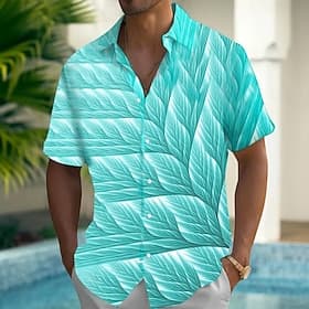 Men's Palm Leaf Tropical Plants Shirt Summer Hawaiian Shirt Button Up Shirt Short Sleeve Hawaiian Vacation Holiday Beach Wear Summer Spring Turndown 3D Print C