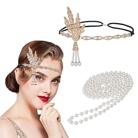 Gatsby le Magnifique Serre Tête Flapper Gatsby le Magnifique Plume Rétro Paillettes scintillantes Déguisement Femmes Carnaval Saint-Valentin Mascarade Tenue de
