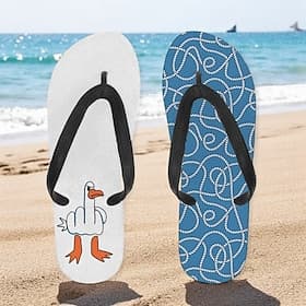 Men's Flip-flop Sandals with Goose Design and Rope Pattern – Laid-back Beach Style for Men during Beach Outings and Summer Activities