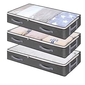 3 Pack Under Bed Storage Containers 75L, Closet Organizers and Storage Bins, Foldable Underbed Storage Bags for Blankets, Towels, Comforter, Sweaters, Pillows,