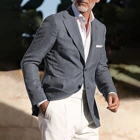 Herre Blazer i lin Sport Coat Halskrage Mote Fritid Ensfarget Blazer i lin Dusty Blue Militærgrønn Standard passform Single Breasted To-knapper