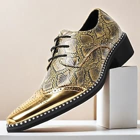 sapatos sociais masculinos - padrão python dourado e preto com detalhes de strass para festas dançantes e eventos especiais