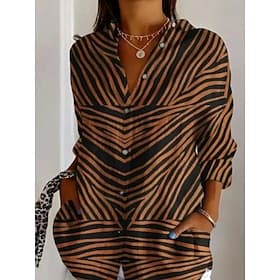 Femmes Chemise Avec Poches Boutons Imprimé Fleuri Graphique Ethnique Rétro Vintage manche longue Col de chemise Hauts Réguliers Quotidien Fête Bleu Noir Vin Ka