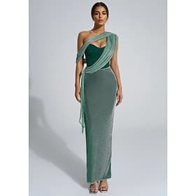 Mermaid / Trumpet Party Dresses Elegant Dress Wedding Wedding Guest Ankle Length Sleeveless Strapless Satin with Glitter