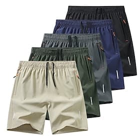 Men's Shorts Summer Shorts Casual Shorts Drawstring Pocket Elastic Waist Plain Comfort Breathable Knee Length Outdoor Vacation Sport Casual Lake blue Black
