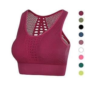 Women's Sports Bra Crew Neck Quick Dry Lightweight Breathable Cut Out Sleeveless Light Support Sports Solid Color Sports Bra For Gym Workout Gymnastics Running