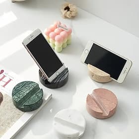 Waterproof Natural Stone Cell Phone Holder, Elegant Marble Desktop Stand for Smartphones, Office and Home Decor