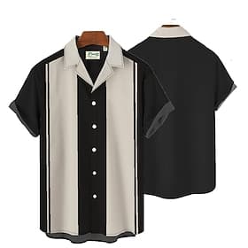 Per uomo Camicia Camicia Estiva Camicia con colletto cubano Camicia da Bowling Camicia con Bottoni Camicia con collo camp Cachi Manica Corta Blocco di colori S