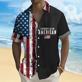 Uavhengighetsdagen Herre Amerikansk amerikansk flagg 4. juli USAs 250-årsjubileum Patriotisk Skjorte Sommerskjorte Skjorte med knapper Kortermet Fashion Casual