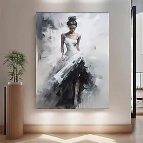 Hand Painted Wall Art  Portrait Woman Oil Painting On Canvas Custom Vintage Female dancer girl oil Painting Living Room Wall Decor Modern Wall Art Home Decorat