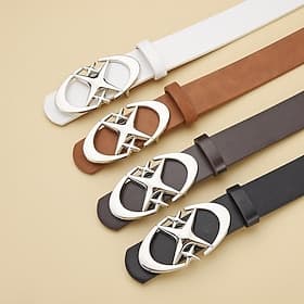 Men's Belt Automatic Buckle Quick-Release Alloy Durable Adjustable Plain Black White Outdoor Daily Waist Belt