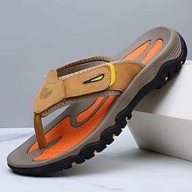 Men's Outdoor T-Strap Flip Flop Sandals with Cushioned Sole Durable Tread Sporty Look for Adults Suitable for Beach Activities Hiking Poolside Use Summer Vacat