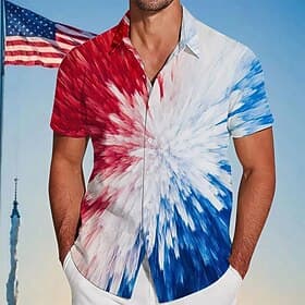 Independence Day Men's 4th of July U.S. 250th Anniversary US Flag Patriotic Shirt Summer Shirt Button Up Shirt Short Sleeve Fashion Casual Outdoor Vacation Dai thumbnail 2