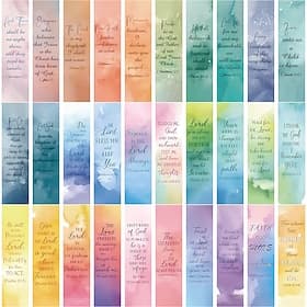 30PCS Bible Bookmarks Set, Watercolor Aesthetic Scripture Verse Bookmarks for Journaling, DIY Scrapbooking, Reading, Paper Christian Bookmarks for Women  Teens