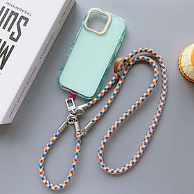 2-in-1 Phone Lanyard Strap with Wrist and Neck Rope – Detachable Patch and Metal Clip for Phone Case