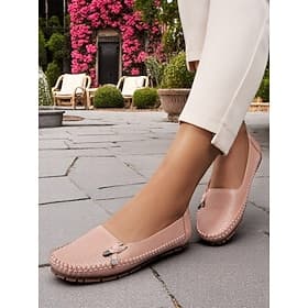 Women's Soft Pink Loafers – Comfortable Slip-On Driving Moccasins for Office, Shopping and Weekend Outings