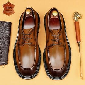 Men's Polished Brown Leather Slip-On Shoes – Sleek, Comfortable Footwear for Evening Parties, Ballroom Dances and Gala Events