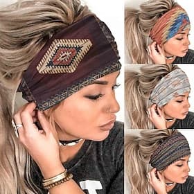 Boho Headbands Women Wide Head Bands Turban Elastic Nonslip Hairbands Workout Yoga Hair Scarfs Running Sweatband African Bohemian Head Wraps Fashion Hair Acces