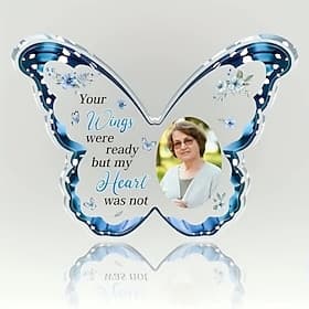Personalized Butterfly Memorial Plaque, Custom Photo Acrylic Sympathy Gift for Loved One Loss, Tabletop Decor for Valentine's Day, Christmas, Thanksgiving, Gra